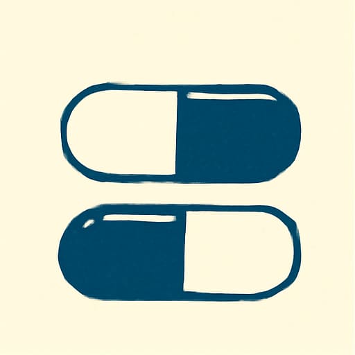 Duotone illustration of a capsule