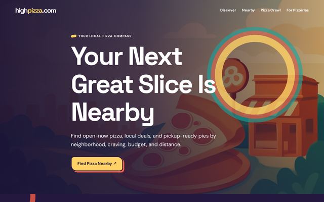 The website already built on highpizza.com
